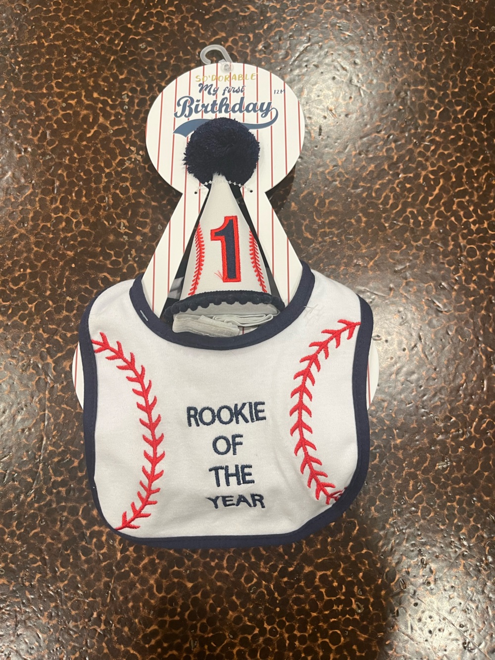 So’dorable Rookie of the Year Baseball Bib and Hat My 1st Birthday Set